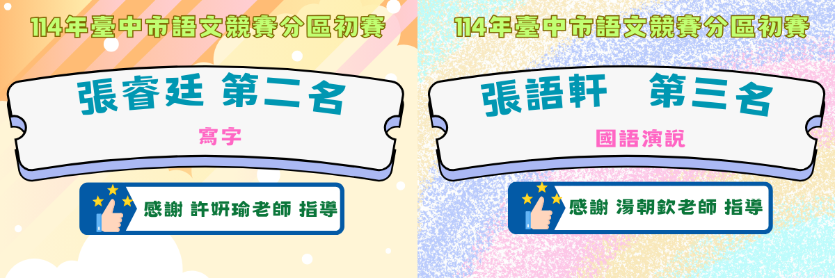 114年臺中市語文競賽分出初賽成績